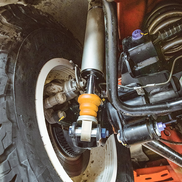 Under wheel shot of Ineos Grenadier suspension system